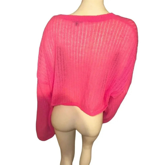 - Wild Fable Women's Pink Sheer Knit Off-Shoulder Sweater Size M - Picture 8 of 8